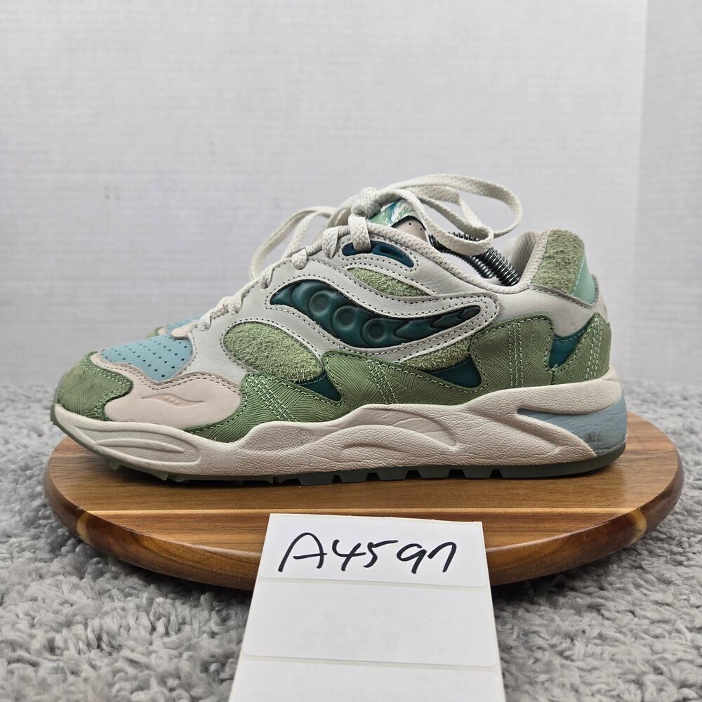 Saucony Mens 9 Grid Shadow 2 Creek Marsh Green Blue Suede Casual Sneaker Sample